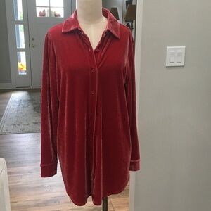 Soft Surroundings Velvet Button Down Shirt